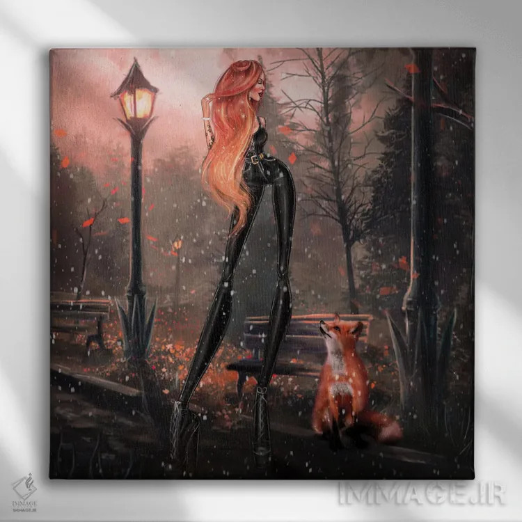 تابلو روباه قرمز اثر ارین فلیس - نمای روبهرو روی دیوار