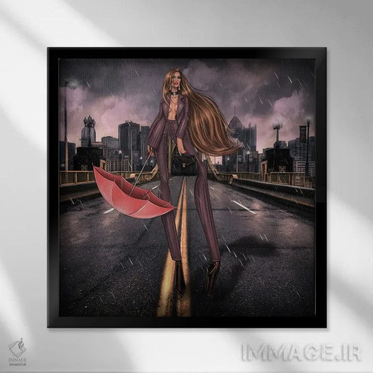 تابلو باران اثر ارین فلیس - نمای قابدار مشکی