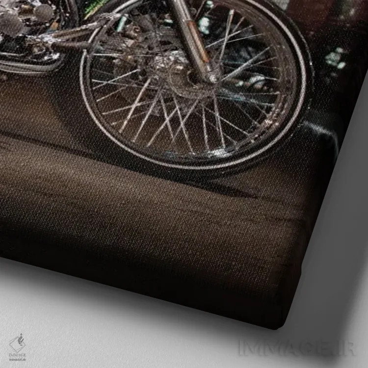 تابلو موتورسیکلت اثر ارین فلیس - نمای نزدیک بافت بوم