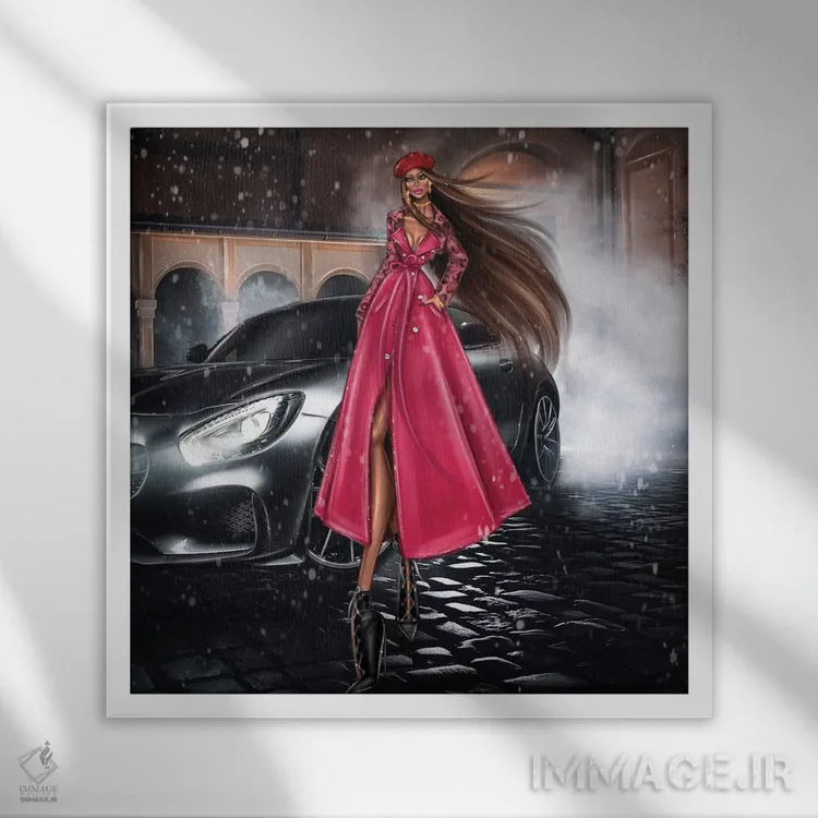 تابلو دختر مدگرا اثر ارین فلیس - نمای قابدار سفید