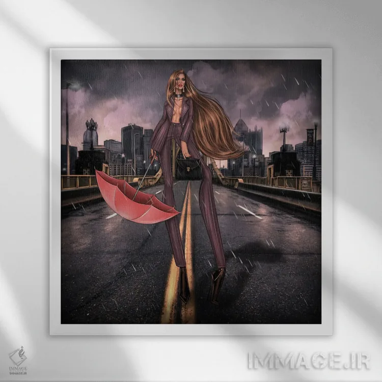 تابلو باران اثر ارین فلیس - نمای قابدار سفید