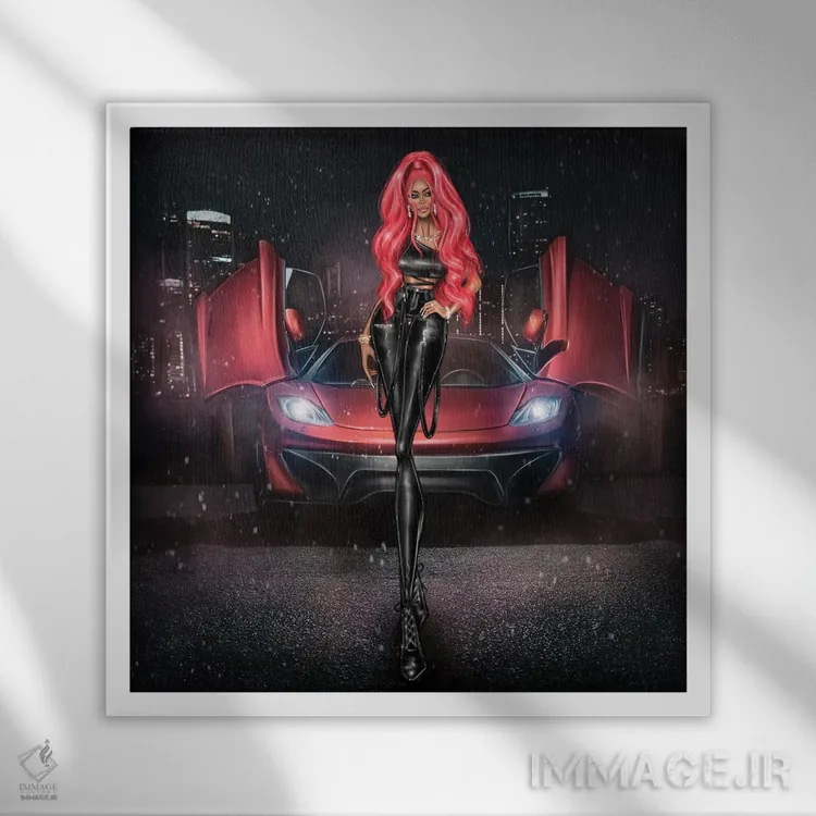 تابلو عروسک مو قرمز اثر ارین فلیس - نمای قابدار سفید