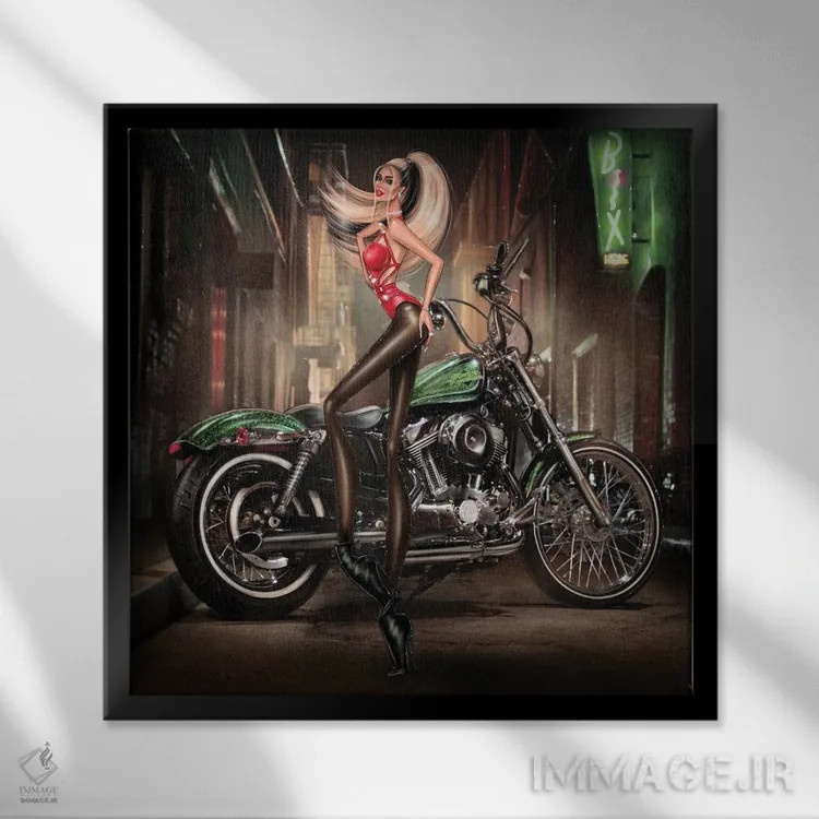 تابلو موتورسیکلت اثر ارین فلیس - نمای قابدار مشکی