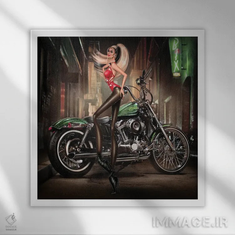 تابلو موتورسیکلت اثر ارین فلیس - نمای قابدار سفید