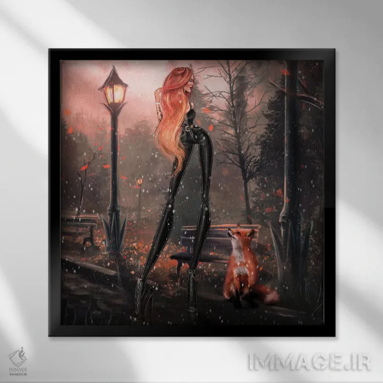 تابلو روباه قرمز اثر ارین فلیس - نمای قابدار مشکی