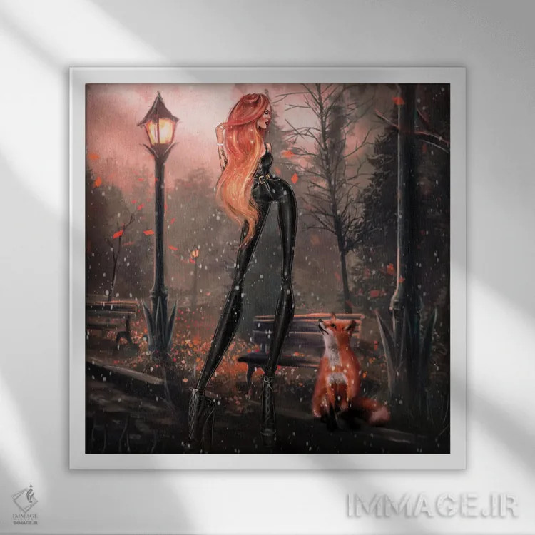 تابلو روباه قرمز اثر ارین فلیس - نمای قابدار سفید