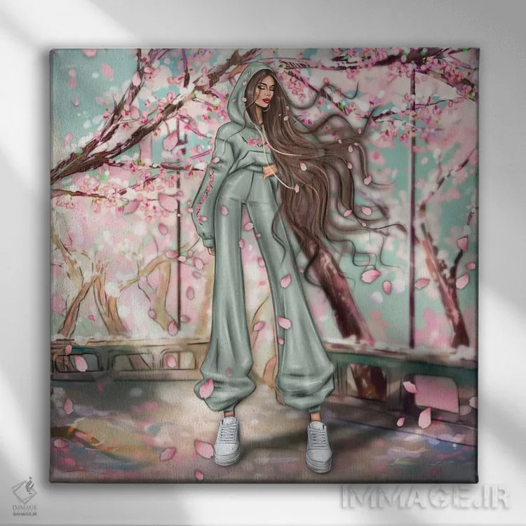 تابلو ساکورا (شکوفه گیلاس ژاپنی) اثر ارین فلیس - نمای روبهرو روی دیوار