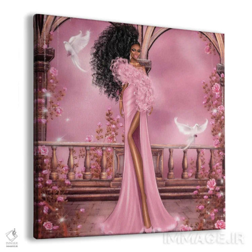 تابلو زنان با لباس صورتی اثر ارین فلیس - نمای پرسپکتیو محصول