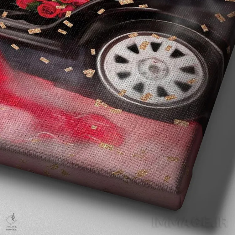 تابلو پیراهن قرمز اثر ارین فلیس - نمای نزدیک بافت بوم