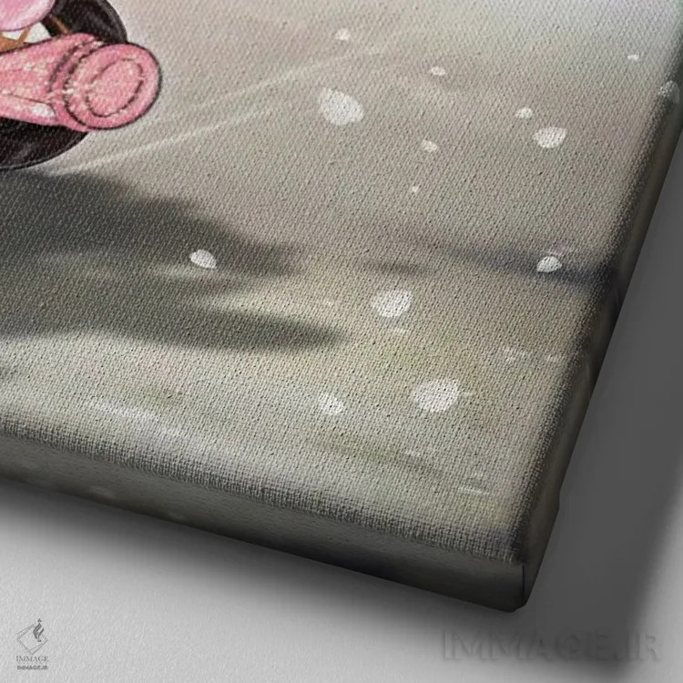 تابلو دختر پیک اثر ارین فلیس - نمای نزدیک بافت بوم