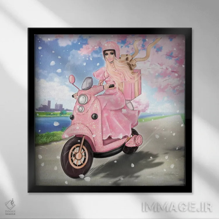 تابلو دختر پیک اثر ارین فلیس - نمای قابدار مشکی