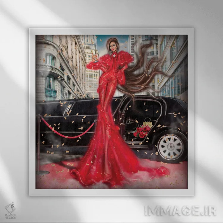 تابلو پیراهن قرمز اثر ارین فلیس - نمای قابدار سفید