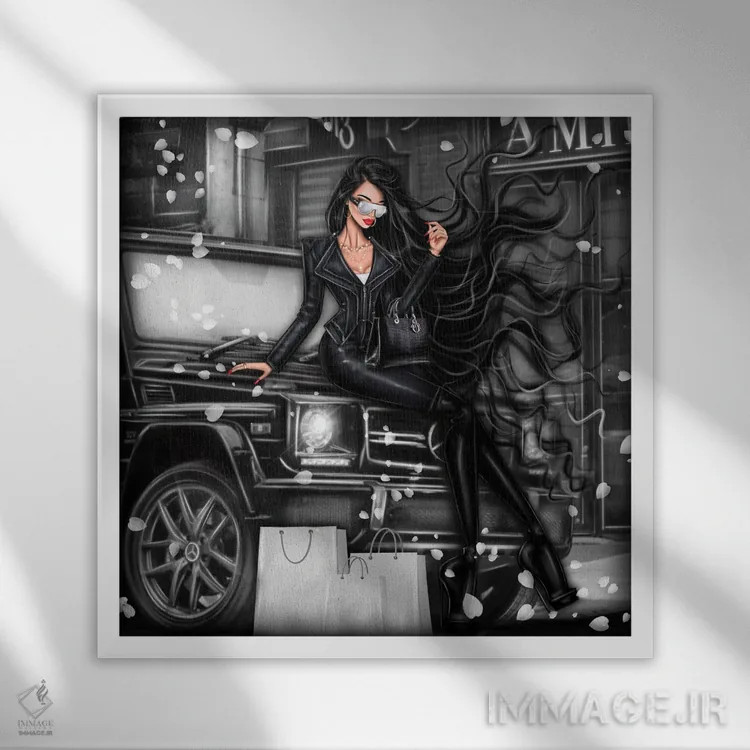 تابلو جیواگن (مرسدس بنز) اثر ارین فلیس - نمای قابدار سفید