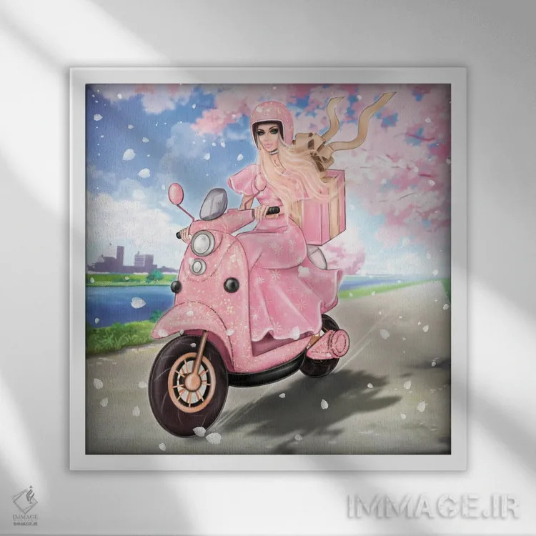 تابلو دختر پیک اثر ارین فلیس - نمای قابدار سفید