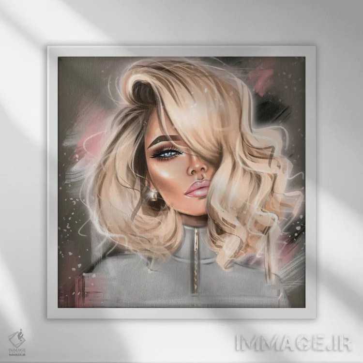 تابلو دختر مو بلوند اثر ارین فلیس - نمای قابدار سفید
