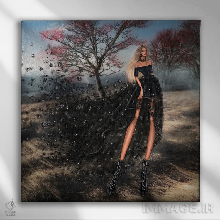 تابلو پیراهن مشکی اثر ارین فلیس - نمای روبهرو روی دیوار