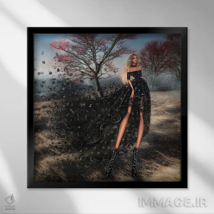 تابلو پیراهن مشکی اثر ارین فلیس - نمای قابدار مشکی