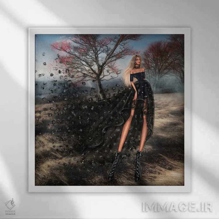 تابلو پیراهن مشکی اثر ارین فلیس - نمای قابدار سفید