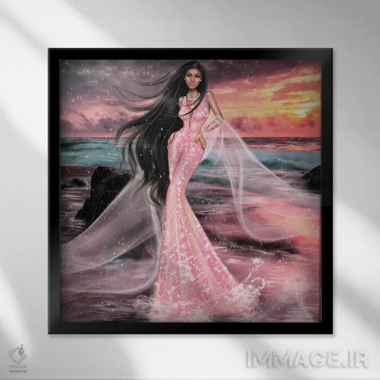 تابلو پری دریایی اثر ارین فلیس - نمای قابدار مشکی