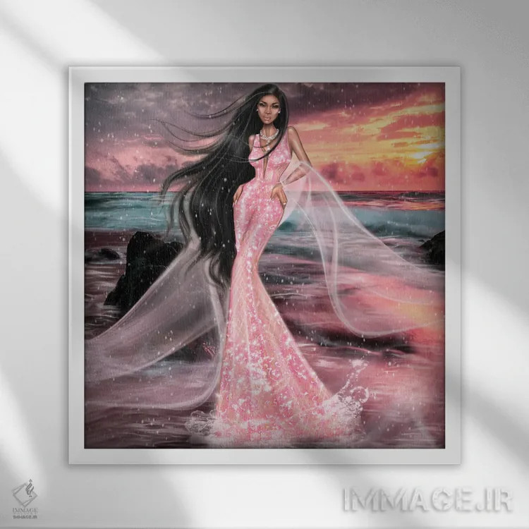 تابلو پری دریایی اثر ارین فلیس - نمای قابدار سفید