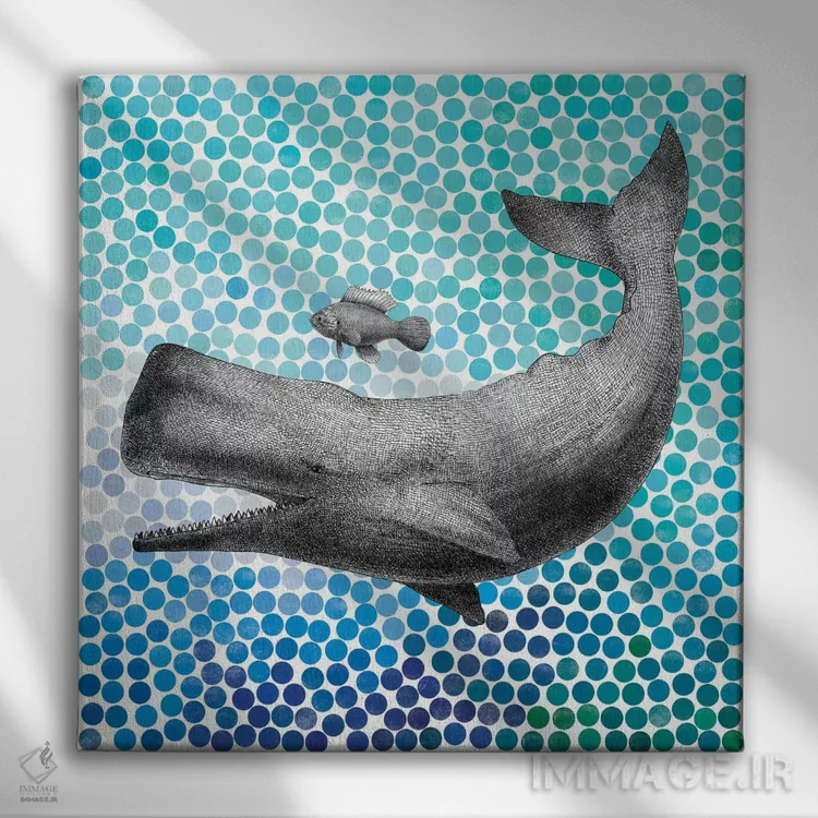 تابلو نهنگ و ماهی یک اثر اریک فن - نمای روبهرو روی دیوار