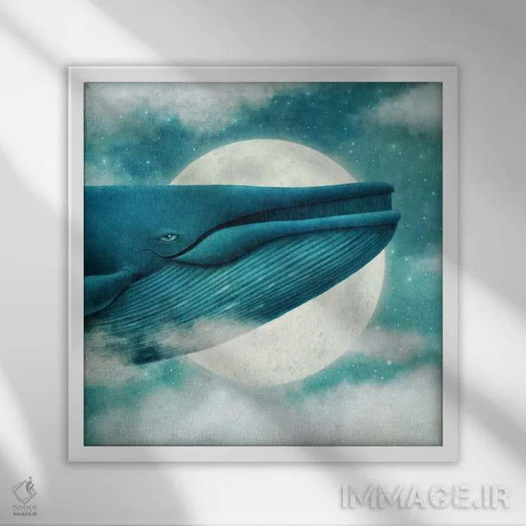 تابلو نهنگ بزرگ اثر اریک فن - نمای قابدار سفید