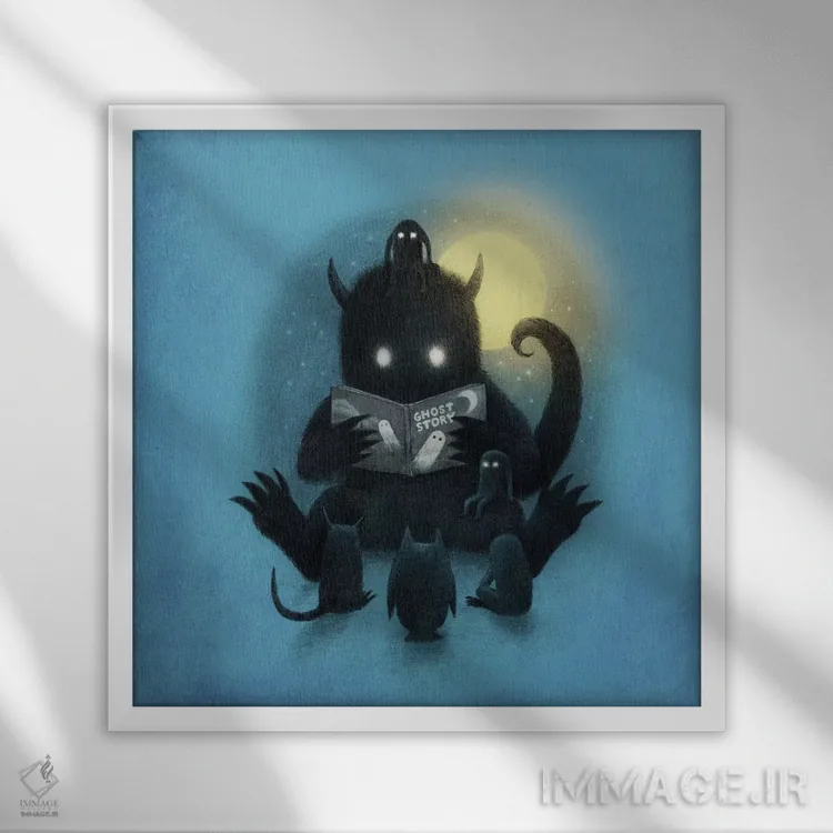 تابلو زمان داستان دو اثر اریک فن - نمای قابدار سفید