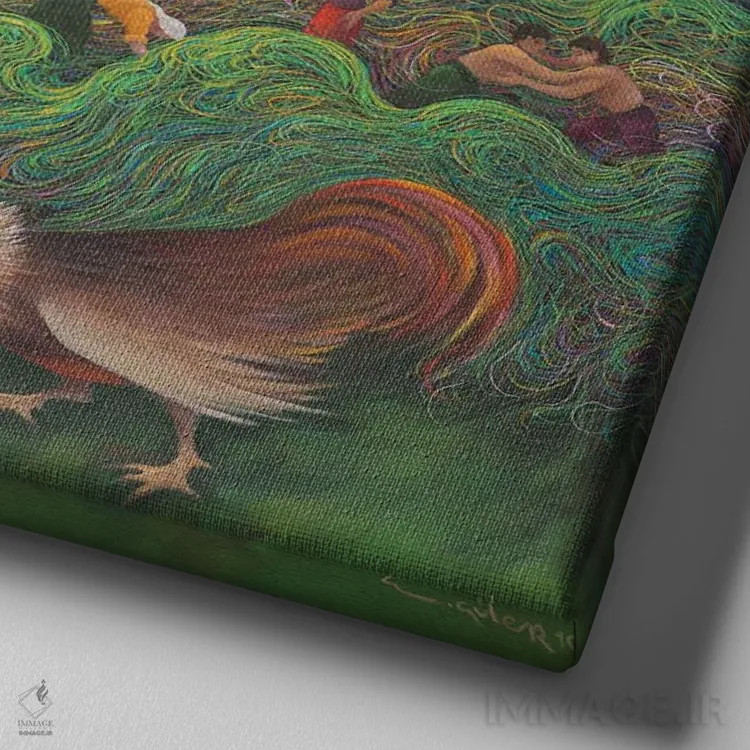 تابلو کشور قدیمی من اثر امین گولر - نمای نزدیک بافت بوم