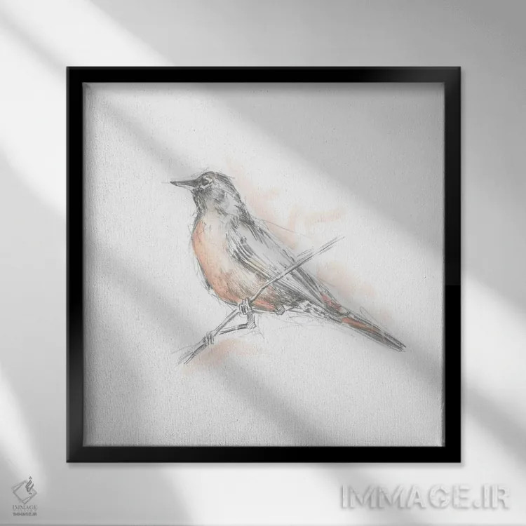 تابلو طرح رابیِن (سینهسرخ) (قسمت دوم) اثر اتان هارپر - نمای قابدار مشکی