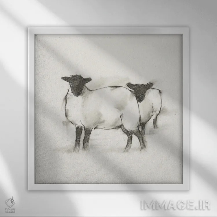 تابلو گوسفند روستایی (قسمت اول) اثر اتان هارپر - نمای قابدار سفید