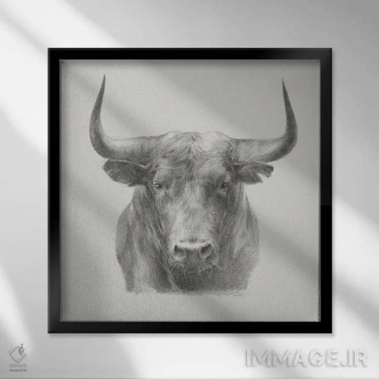 تابلو گاو سیاه اثر اتان هارپر - نمای قابدار مشکی