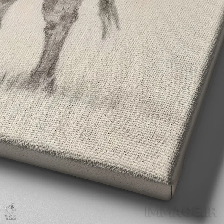 تابلو طرح گاو شاخبلند II اثر اتان هارپر - نمای نزدیک بافت بوم