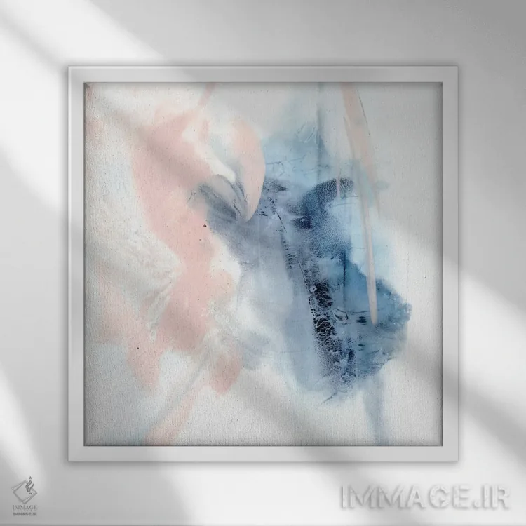 تابلو نیلی و صورتی ملایم III اثر اتان هارپر - نمای قابدار سفید