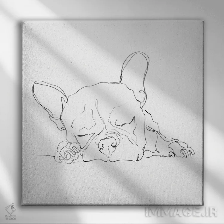 تابلو خطحاشیه بولداگ فرانسوی I اثر اتان هارپر - نمای روبهرو روی دیوار