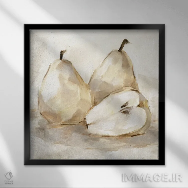 تابلو مطالعه گلابی سفید I اثر اتان هارپر - نمای قابدار مشکی