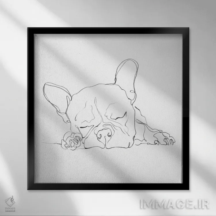 تابلو خطحاشیه بولداگ فرانسوی I اثر اتان هارپر - نمای قابدار مشکی