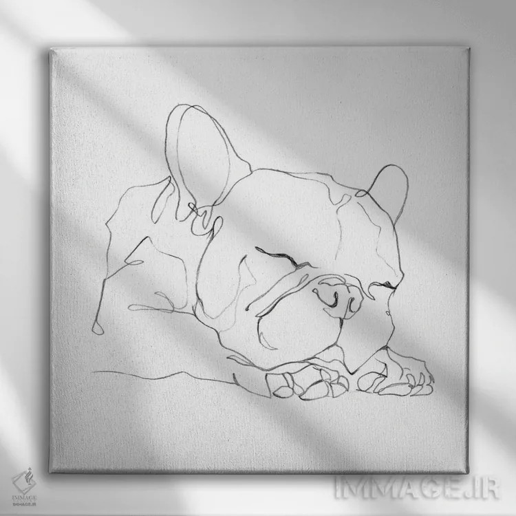 تابلو خطحاشیه بولداگ فرانسوی II اثر اتان هارپر - نمای روبهرو روی دیوار