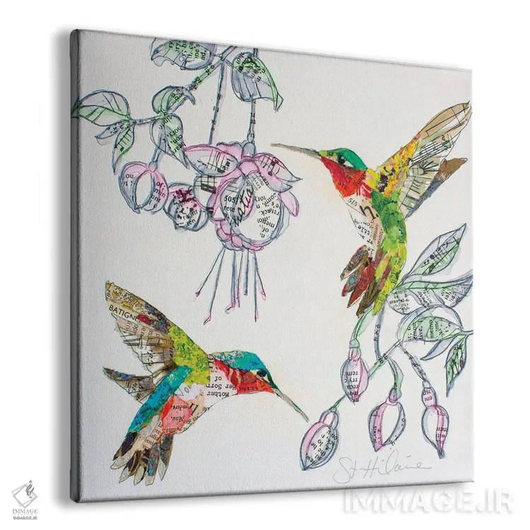 تابلو مرغان مُگسخوار و شکوفهها II (پرنده) اثر الیزابت سن هیلر - نمای پرسپکتیو محصول