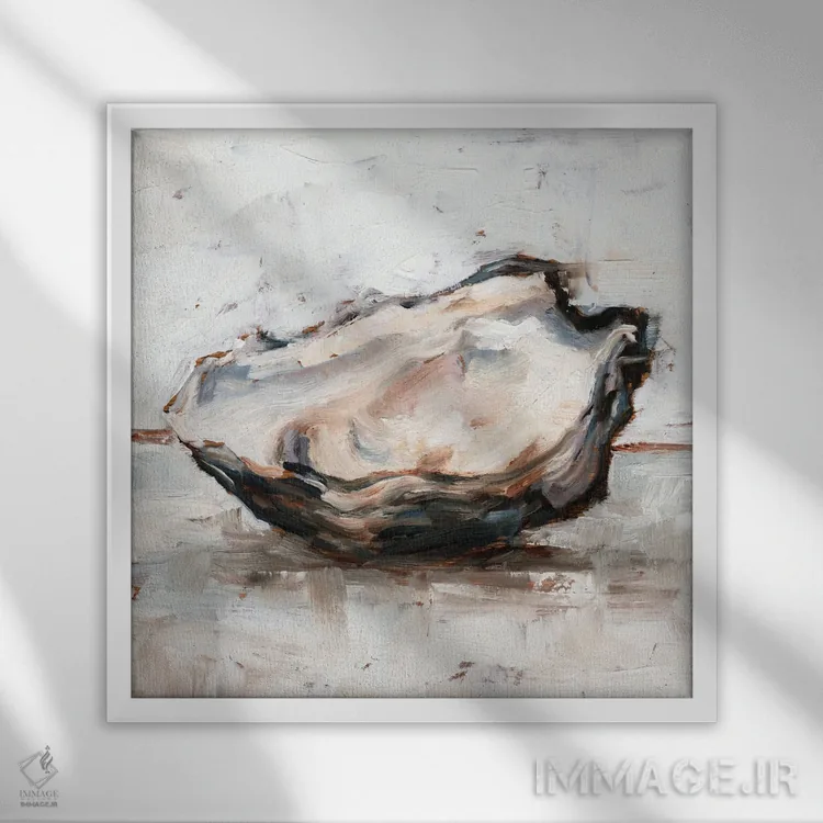 تابلو مطالعه صدف خوراکی I اثر اتان هارپر - نمای قابدار سفید