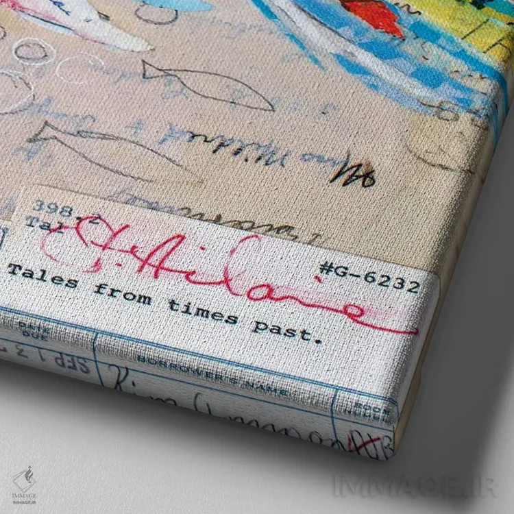 تابلو داستانهایی از دوران گذشته (داستاننویسی) اثر الیزابت سن هیلر - نمای نزدیک بافت بوم