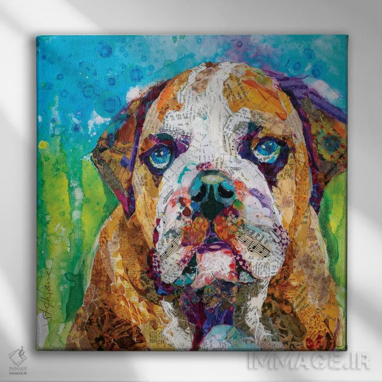 تابلو سگ بولداگ اثر الیزابت سن هیلر - نمای روبهرو روی دیوار