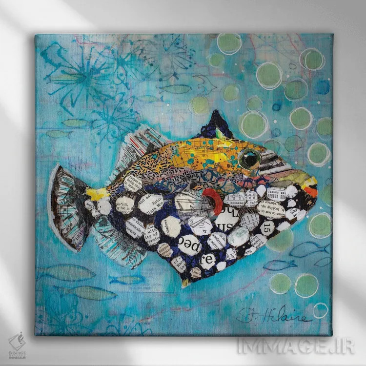تابلو ماهی دلقک تریگر (ماهی آب شور) اثر الیزابت سن هیلر - نمای روبهرو روی دیوار