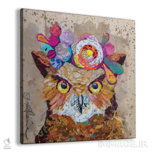 تابلو جغد گلآراییشده اثر الیزابت سن هیلر - نمای پرسپکتیو محصول