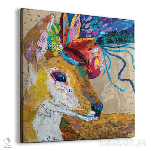 تابلو گوزن گلآراییشده اثر الیزابت سن هیلر - نمای پرسپکتیو محصول