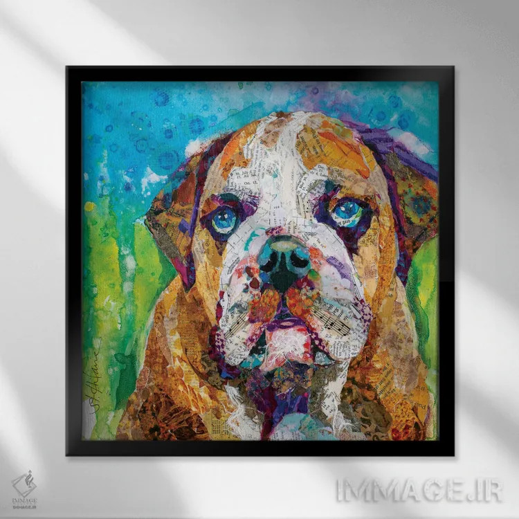 تابلو سگ بولداگ اثر الیزابت سن هیلر - نمای قابدار مشکی