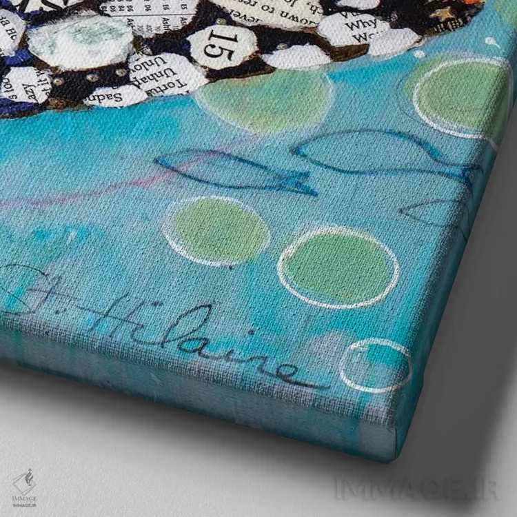 تابلو ماهی دلقک تریگر (ماهی آب شور) اثر الیزابت سن هیلر - نمای نزدیک بافت بوم