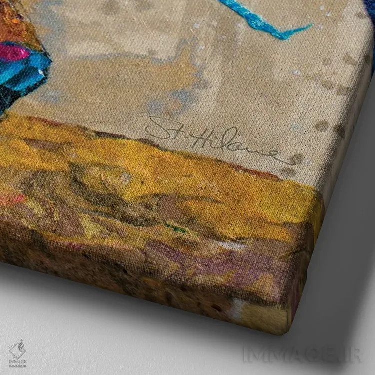 تابلو گوزن گلآراییشده اثر الیزابت سن هیلر - نمای نزدیک بافت بوم