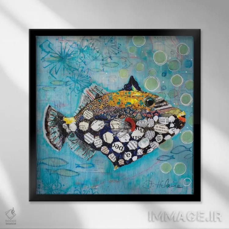 تابلو ماهی دلقک تریگر (ماهی آب شور) اثر الیزابت سن هیلر - نمای قابدار مشکی