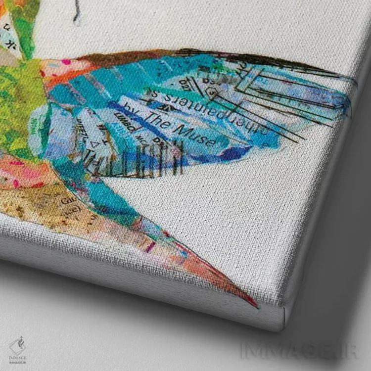 تابلو مرغان مُگسخوار و شکوفهها I (پرنده) اثر الیزابت سن هیلر - نمای نزدیک بافت بوم