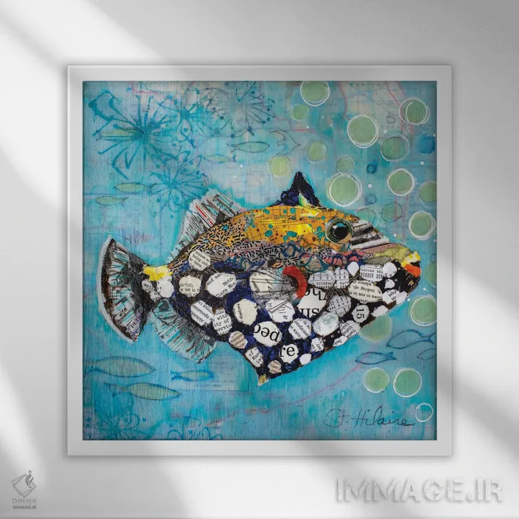 تابلو ماهی دلقک تریگر (ماهی آب شور) اثر الیزابت سن هیلر - نمای قابدار سفید